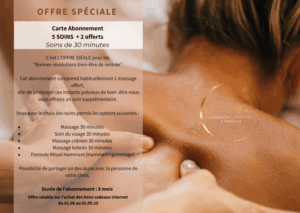 ✨Carte 5 soins  + 2 offertes (soins de 30 minutes)