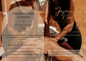 Massage à 4 mains 45 minutes + 15  massage crânien offert
