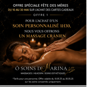 Massage ou soin personnalisé 1h30 DUO♥️ - Offre fête des mères