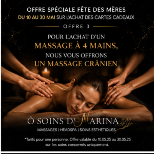 Massage à 4 mains + Massage crânien offert - Offre spéciale fête des mères ♥️